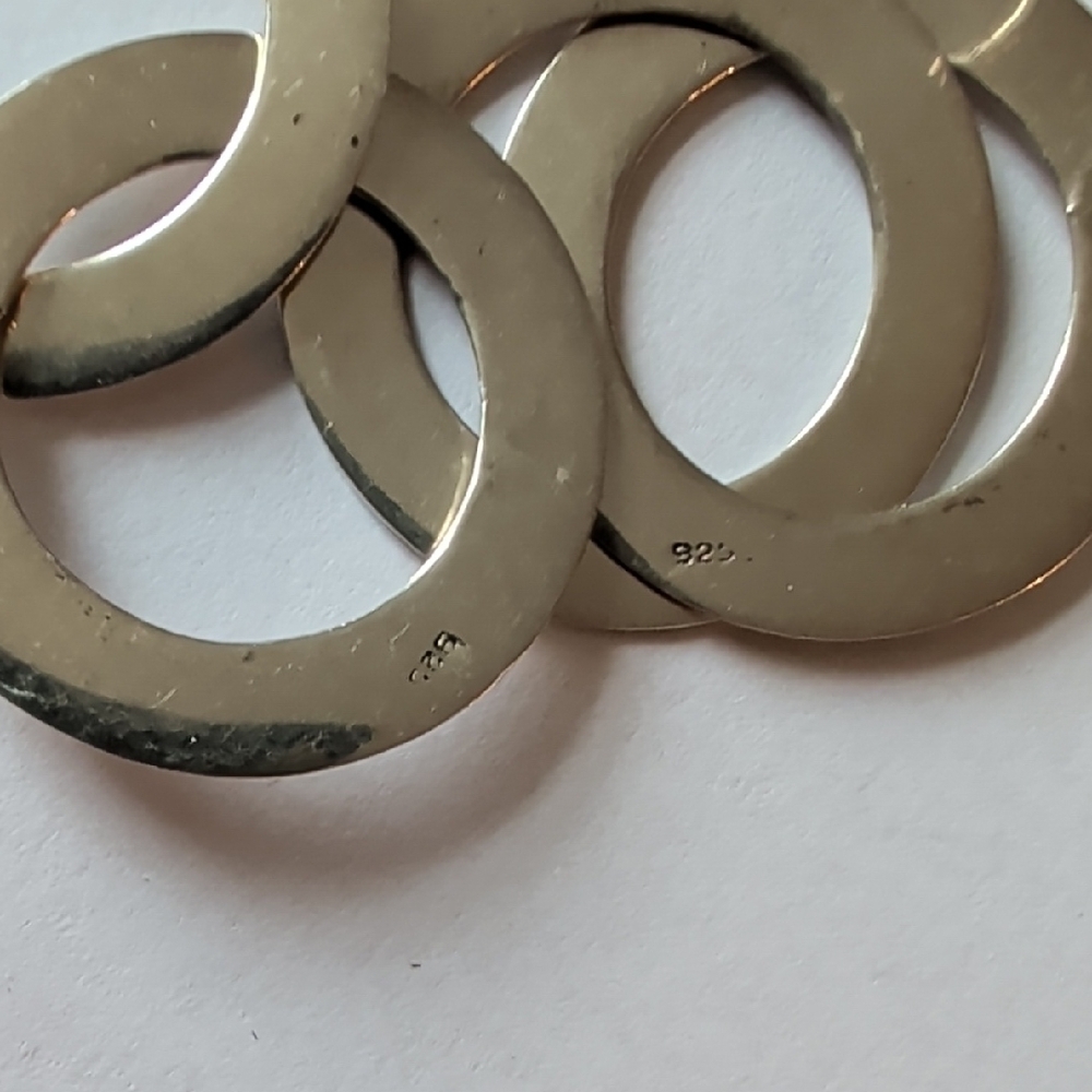 Vintage Sterling Silver Double Circle Earrings - Picture 4 of 7